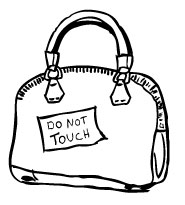 A j crew satchel that says do not touch