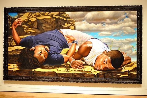 The painting Santos Dumont - The Father of Aviation II by Kehinde Wiley.