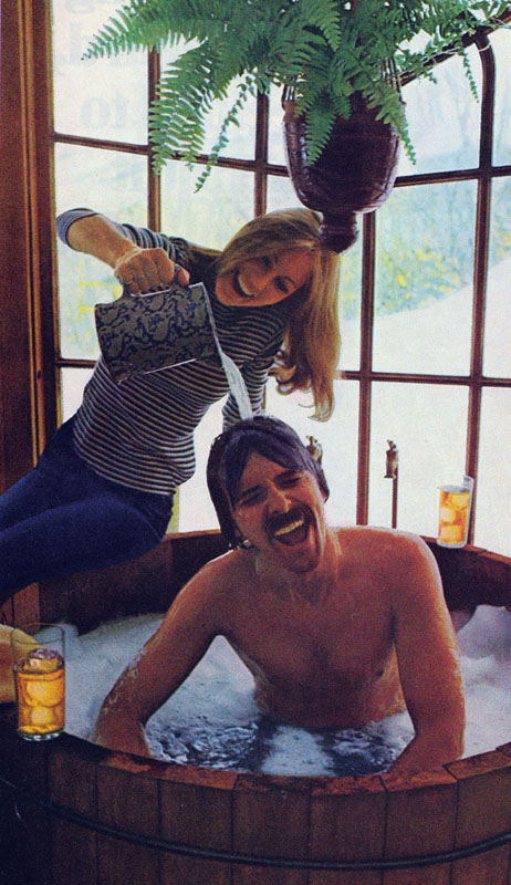 Strange hot tub scenario from Apartment Living Magazine, 1976.