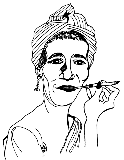 A sketch of Diana Vreeland, fashion icon and bon vivant.