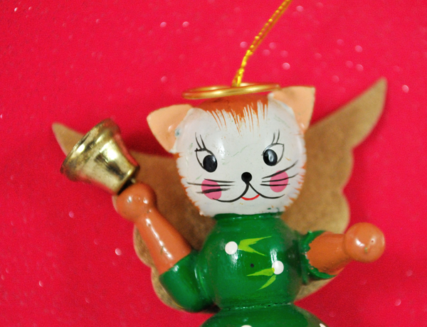 Angel kitty christmas ornament from the 1970s